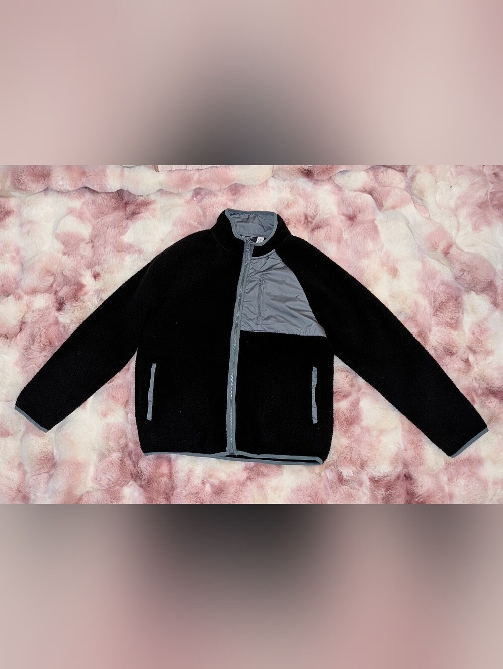 🖤 The Children’s Place Black Sherpa Fleece Zip Up Jacket Youth Size 16 XXL NWT